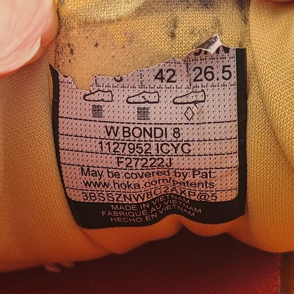 Hoka One One Sneakers Women 9.5 Bondi 8 athletic walk 1127952-ICYC Yellow Purple - Picture 6 of 9